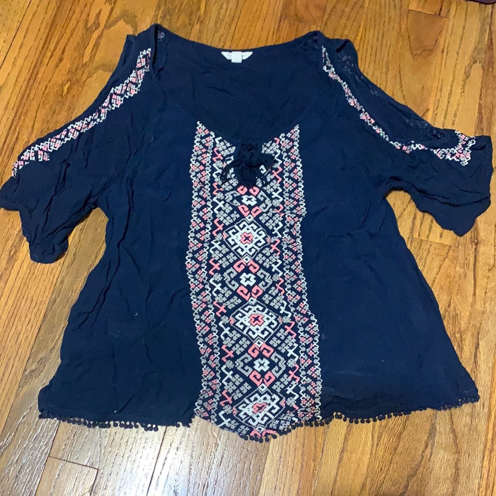 navy flowy blouse